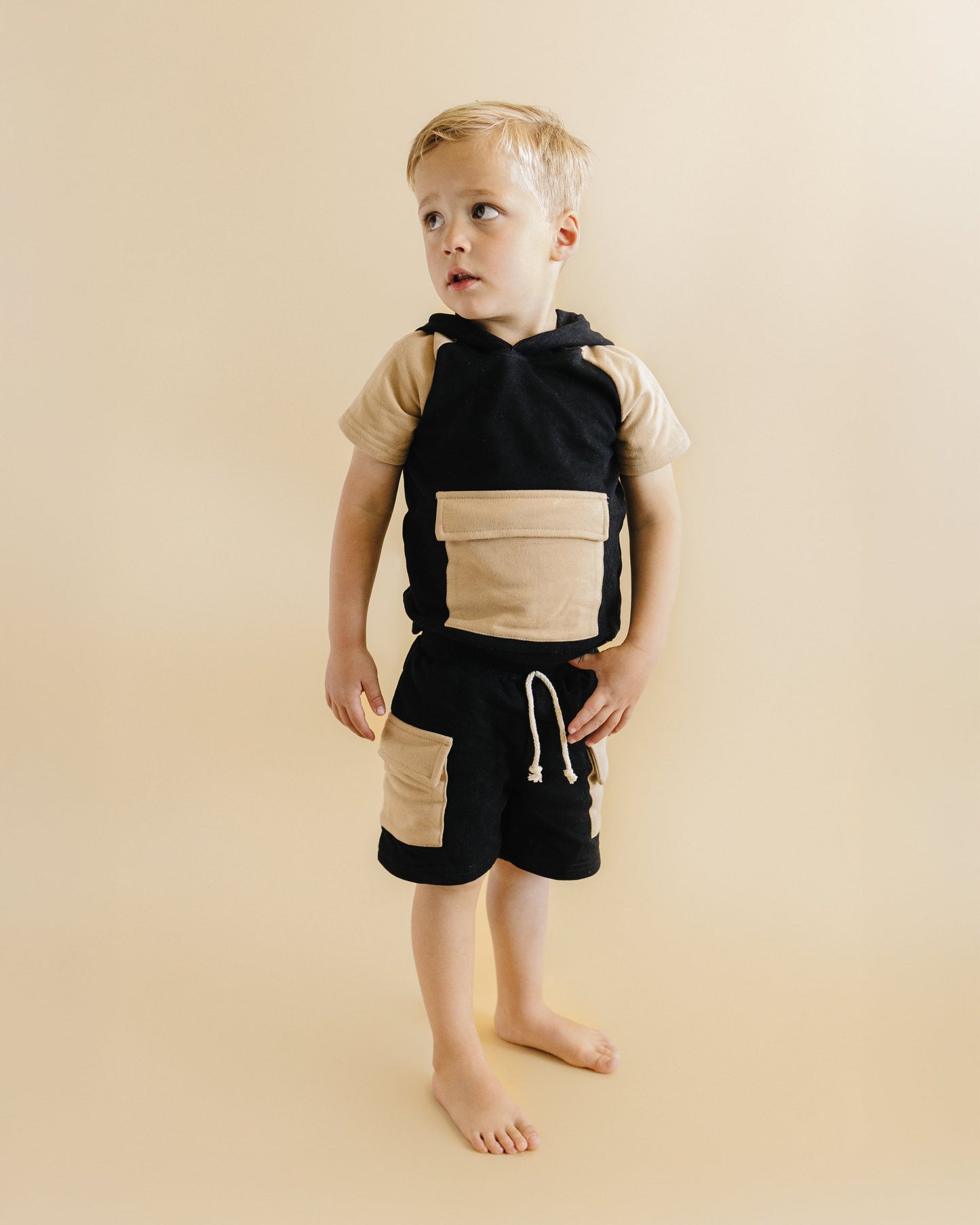 Cargo Shorts Set | Black & Tan