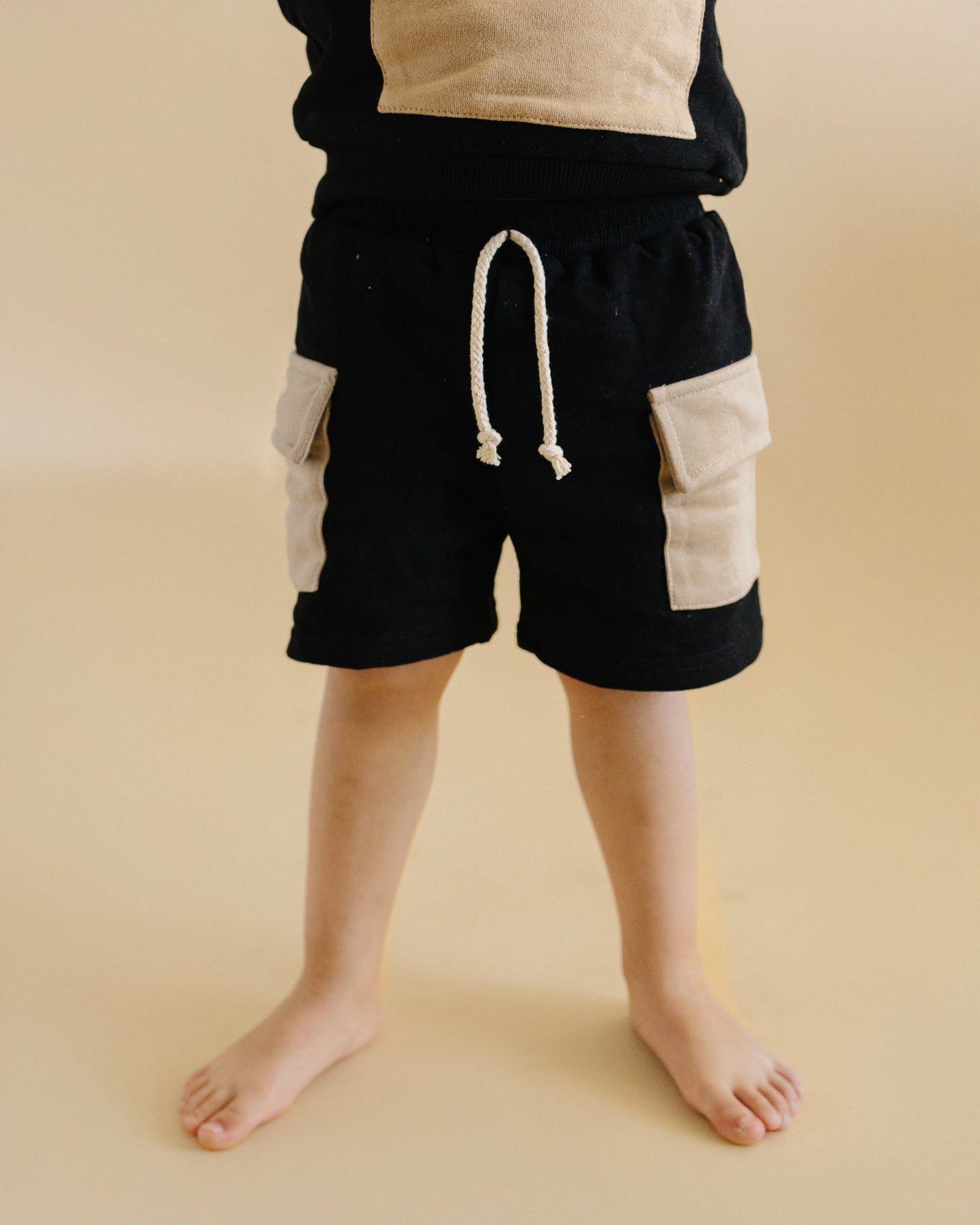 Cargo Shorts Set | Black & Tan
