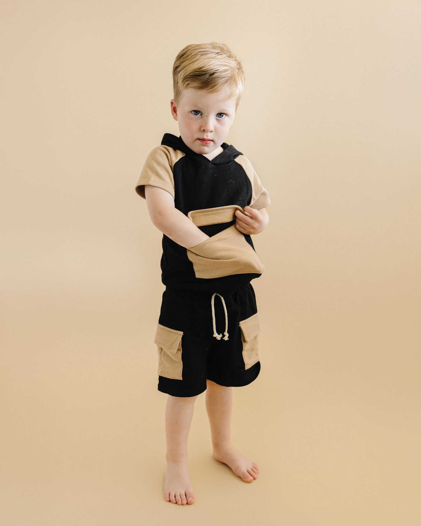 Cargo Shorts Set | Black & Tan