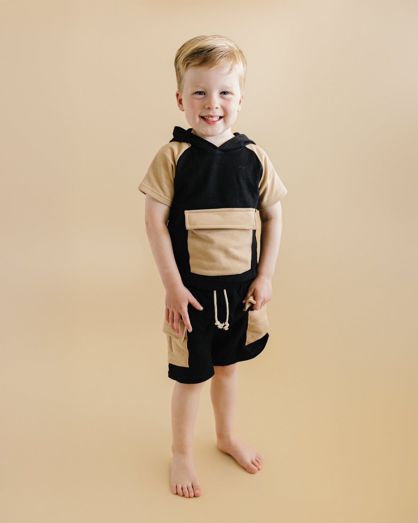 Cargo Shorts Set | Black & Tan