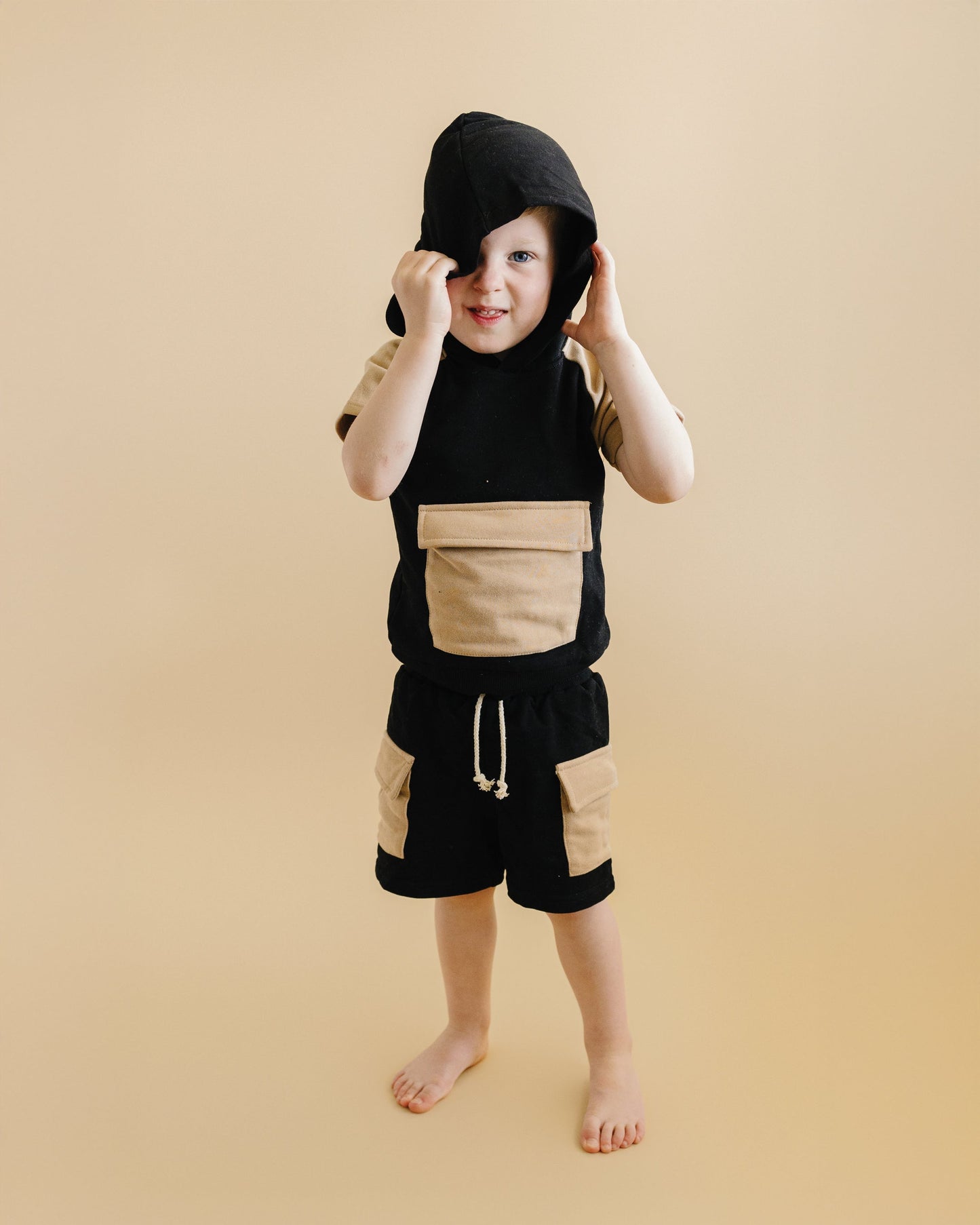 Cargo Shorts Set | Black & Tan