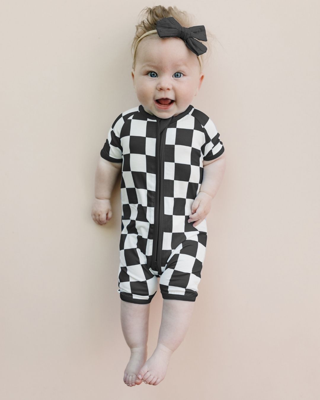 Shorty Romper | Black Checkered