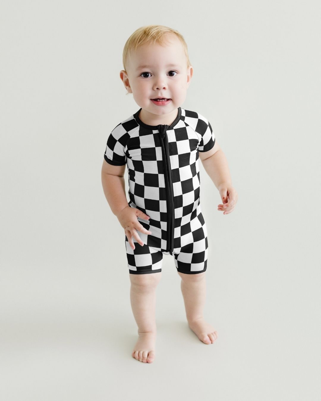 Shorty Romper | Black Checkered