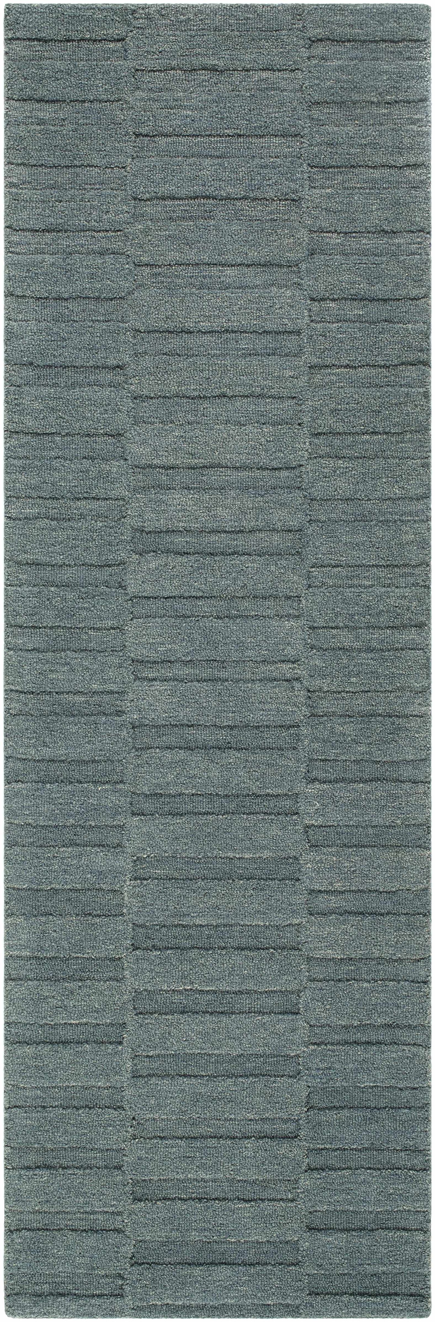 Idaho Broken-Stiped Petrol Blue Wool Rug