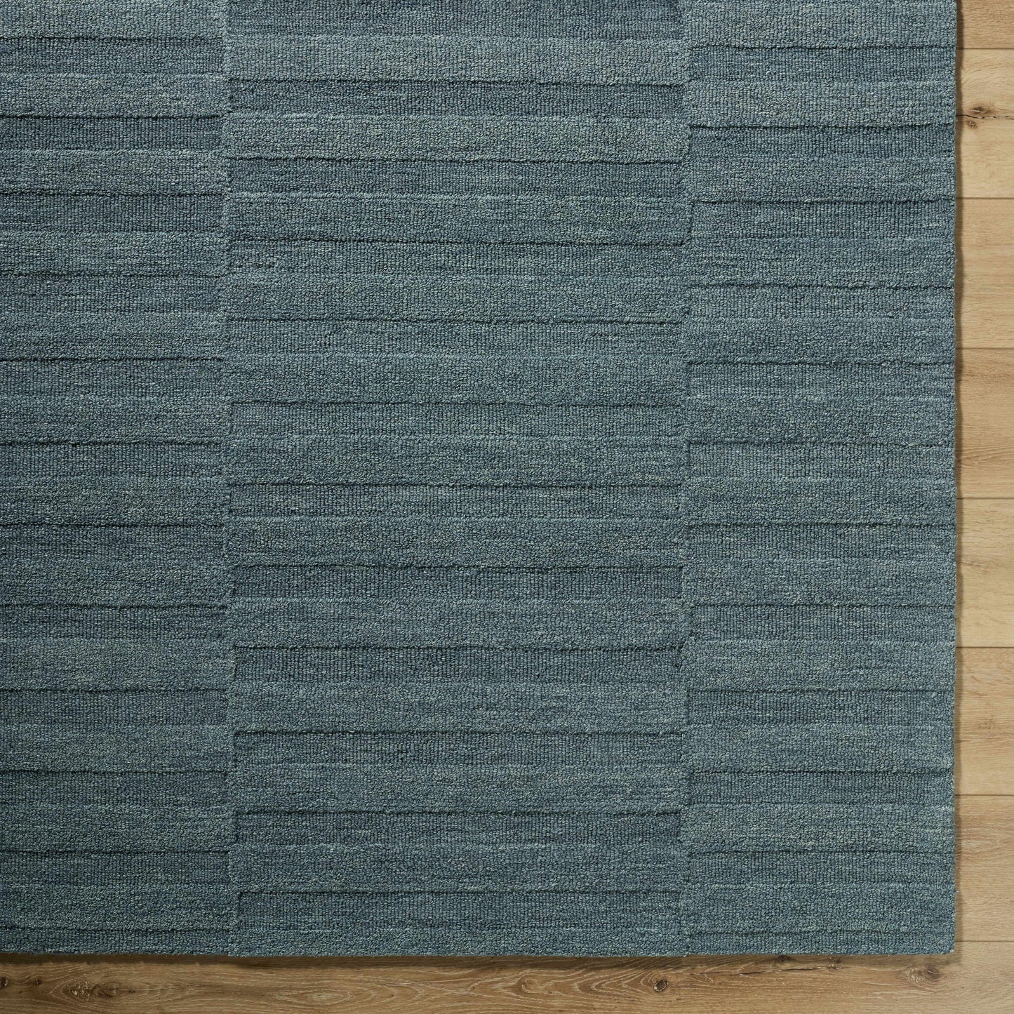 Idaho Broken-Stiped Petrol Blue Wool Rug