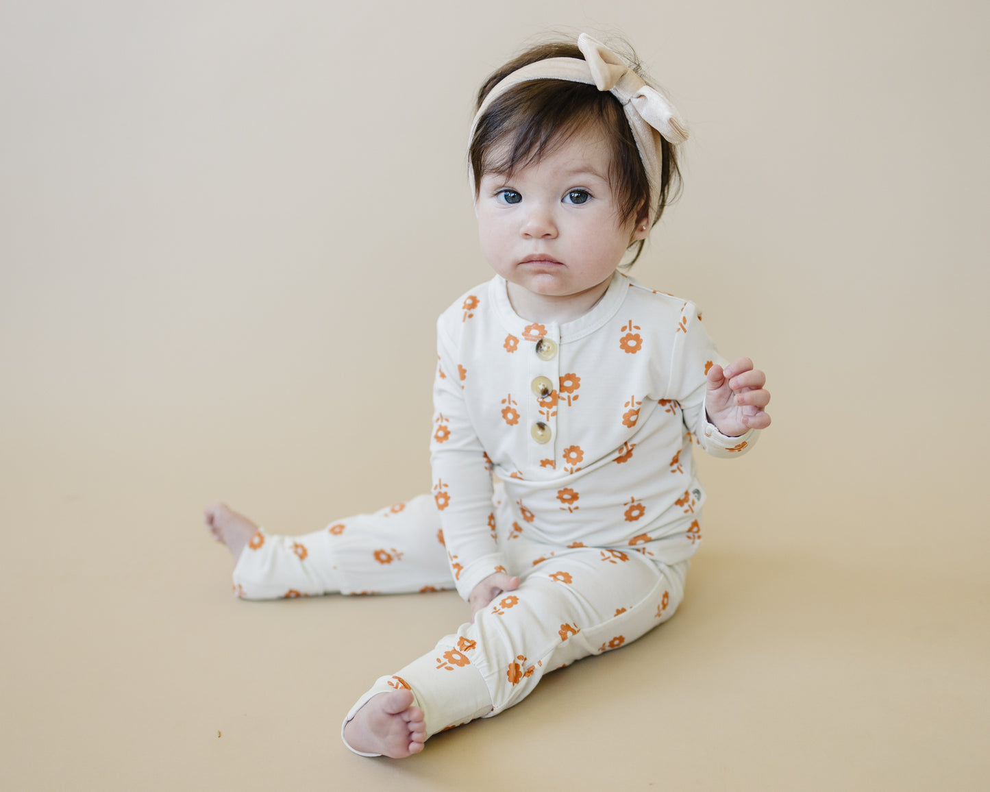 Pumpkin Posie 2pc Henley Bamboo Pajamas