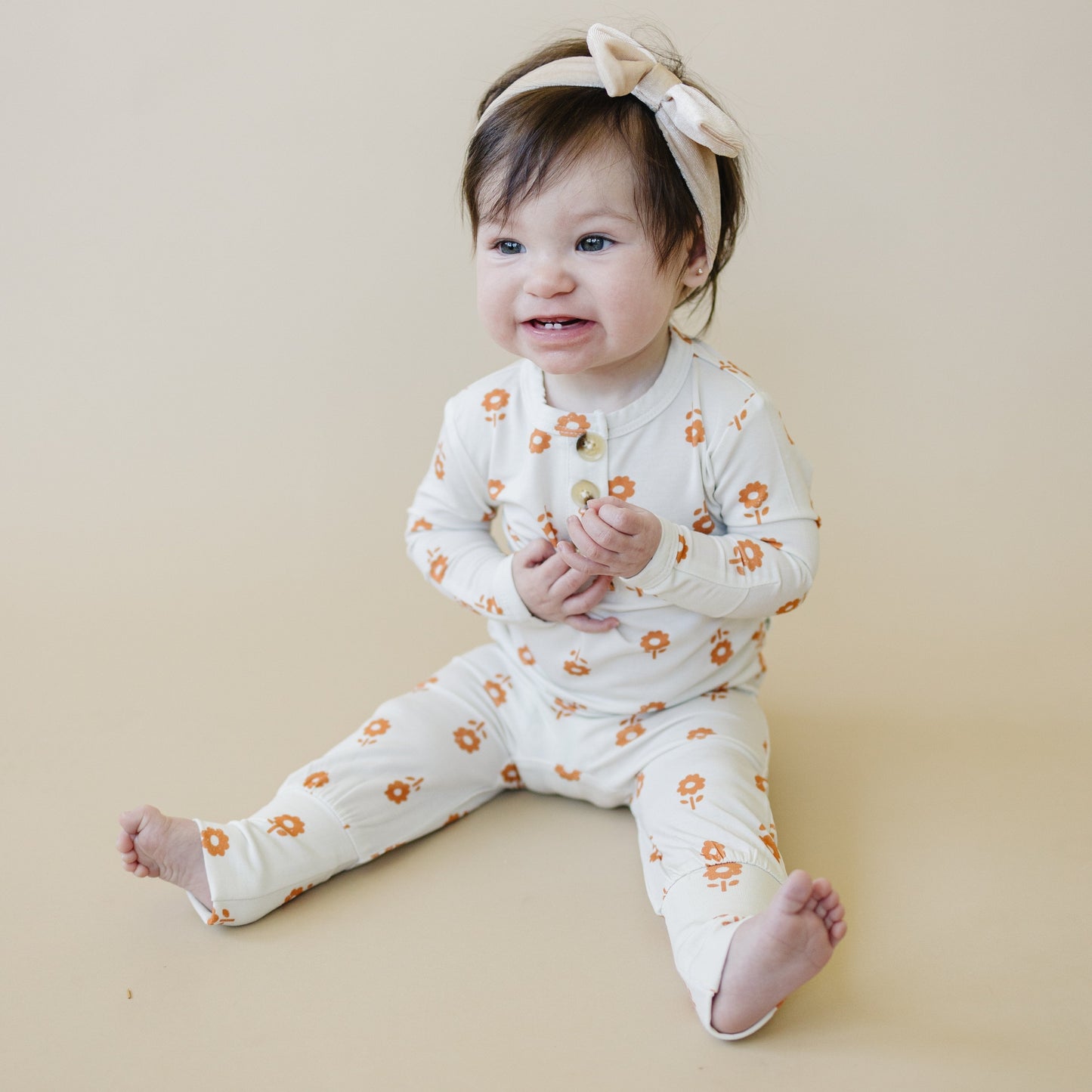 Pumpkin Posie 2pc Henley Bamboo Pajamas
