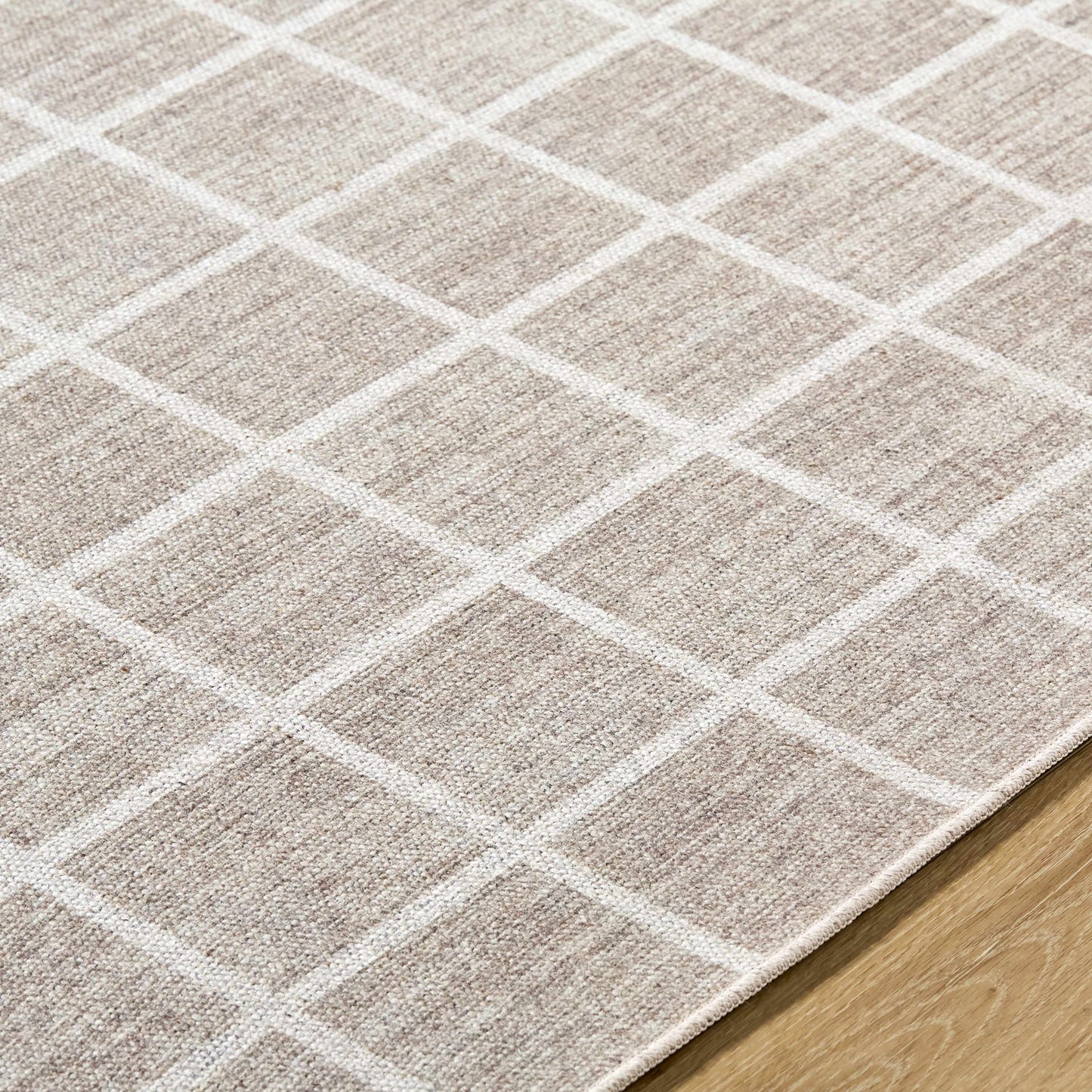 Anicet Checkered Washable Wool Area Rug