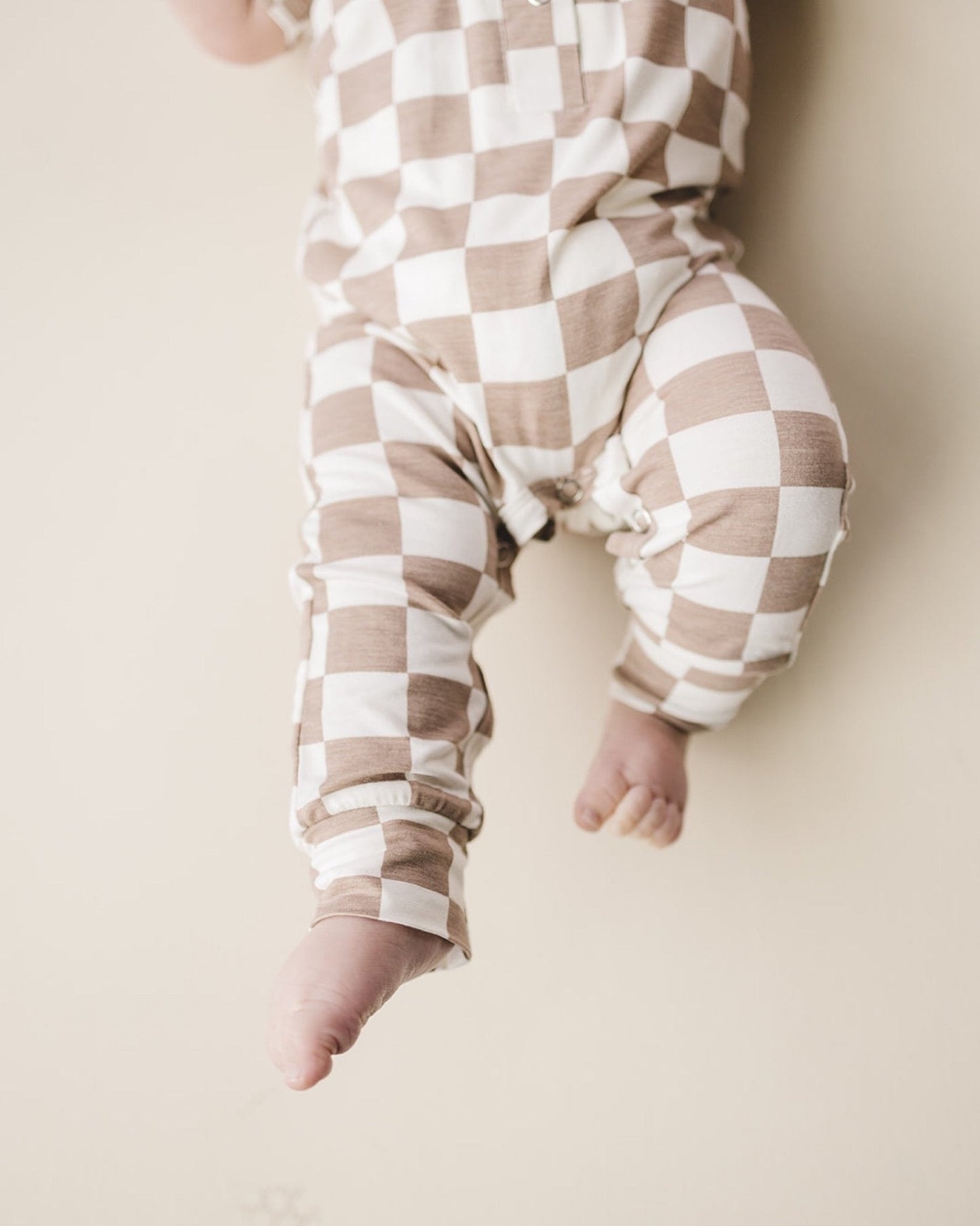 Checkered Bamboo Jumpsuit | Latte
