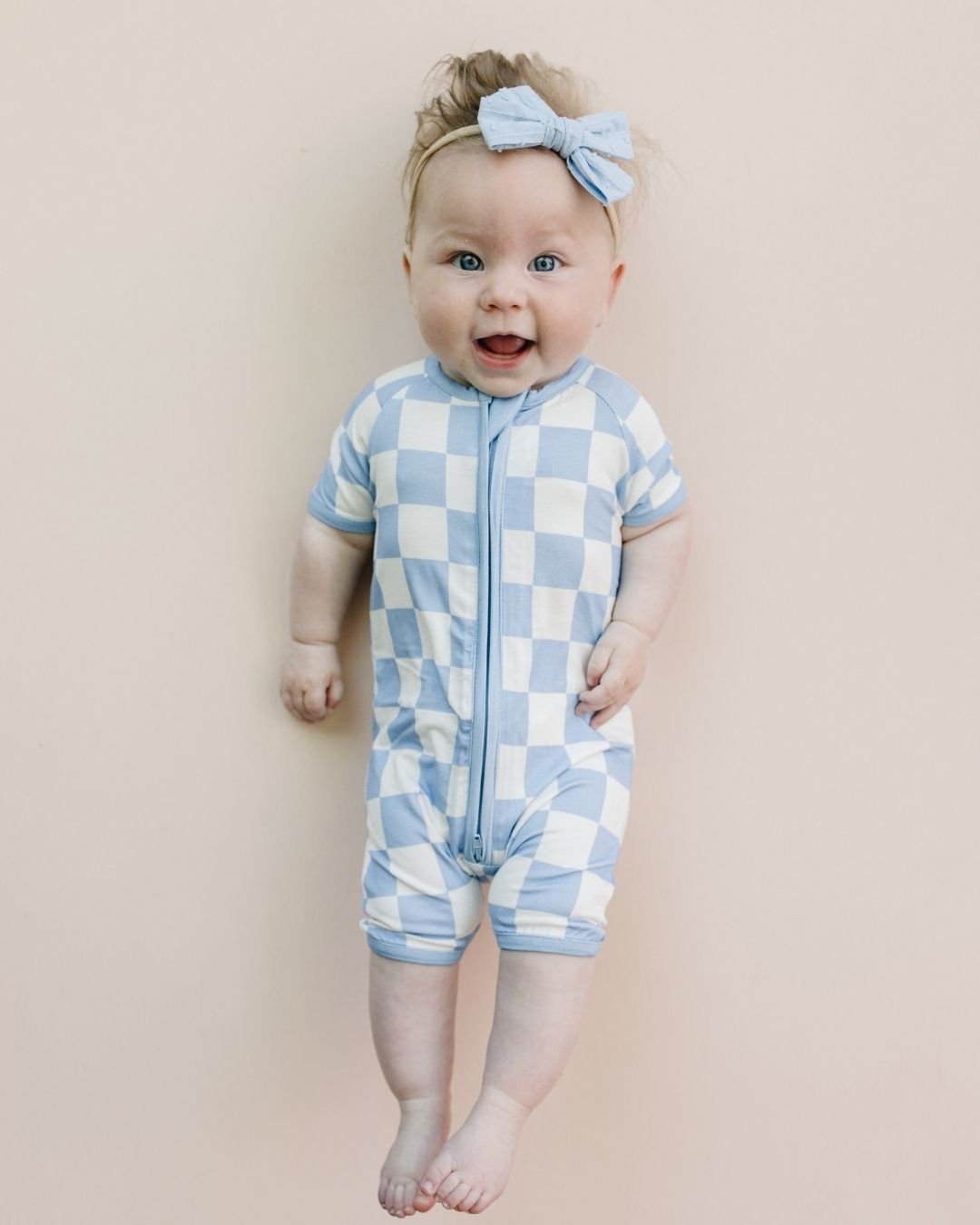 Shorty Romper | Blue Checkered