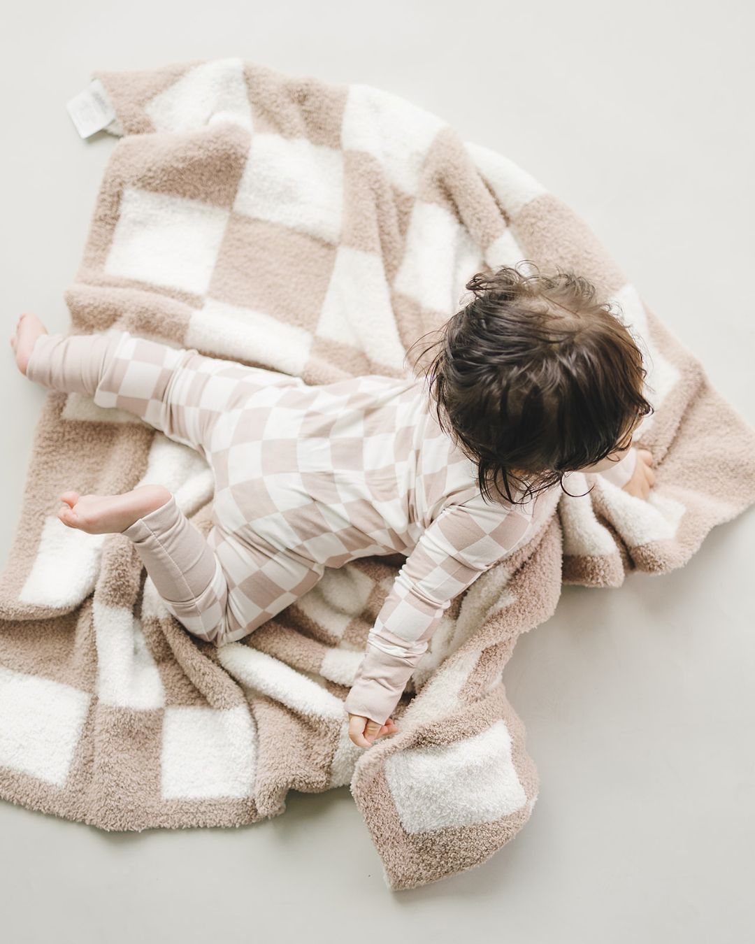 Zip Romper | Latte Checkered
