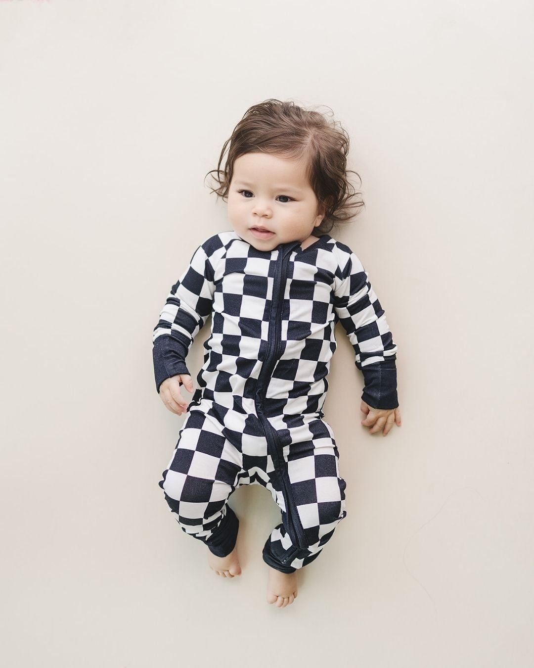 Zip Romper | Black Checkered