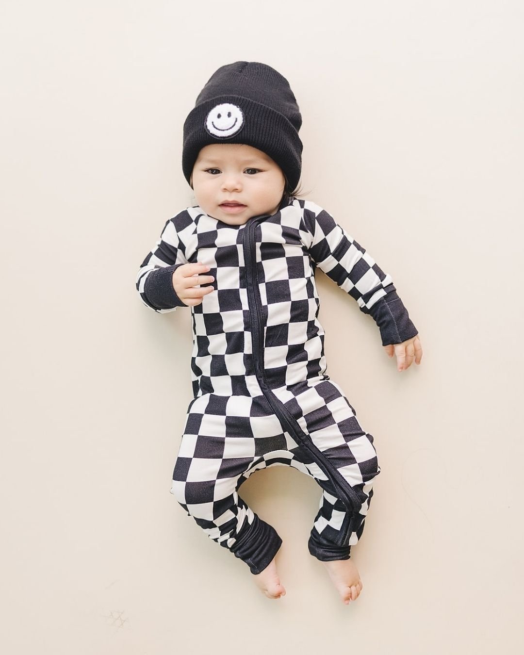 Zip Romper | Black Checkered