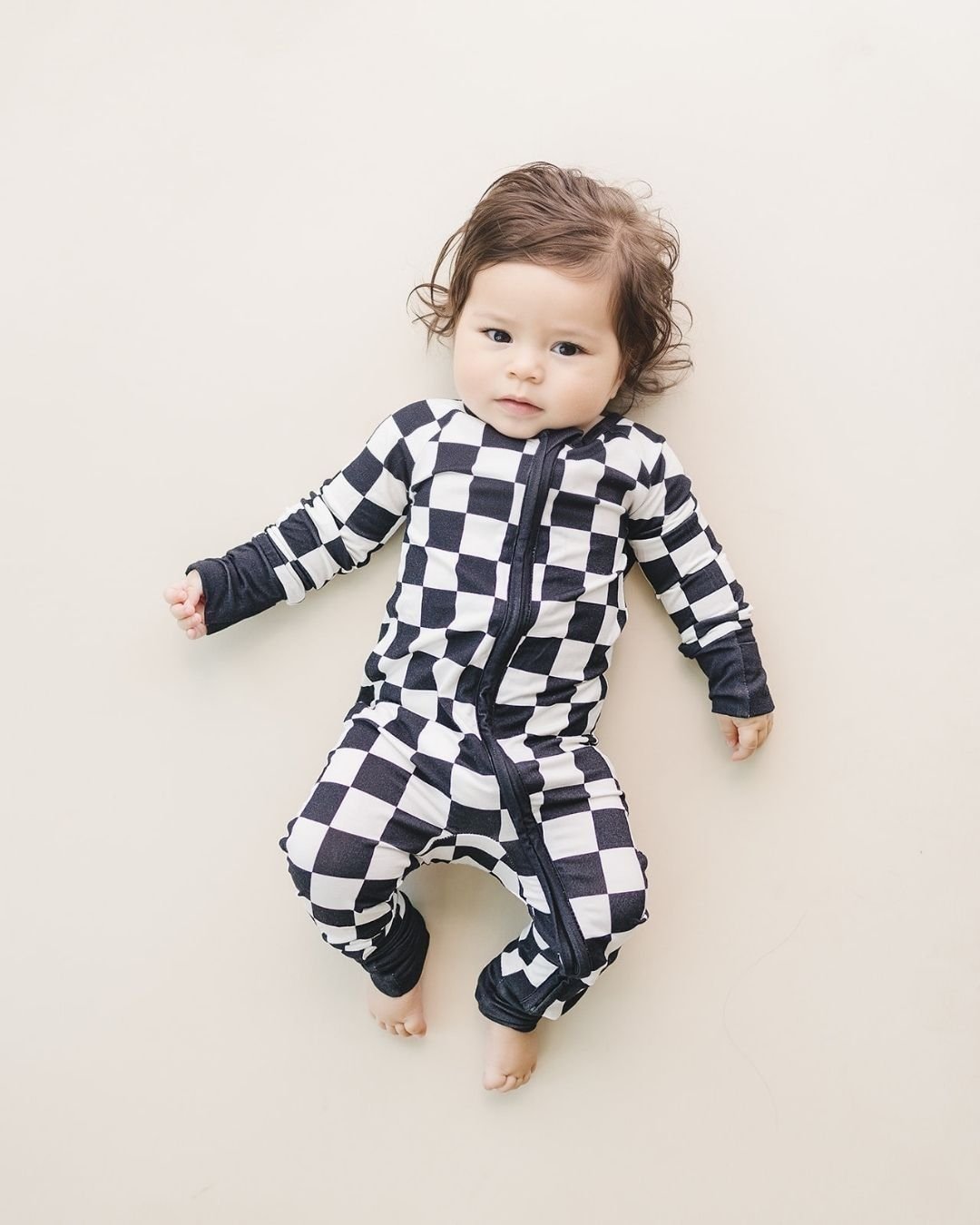 Zip Romper | Black Checkered
