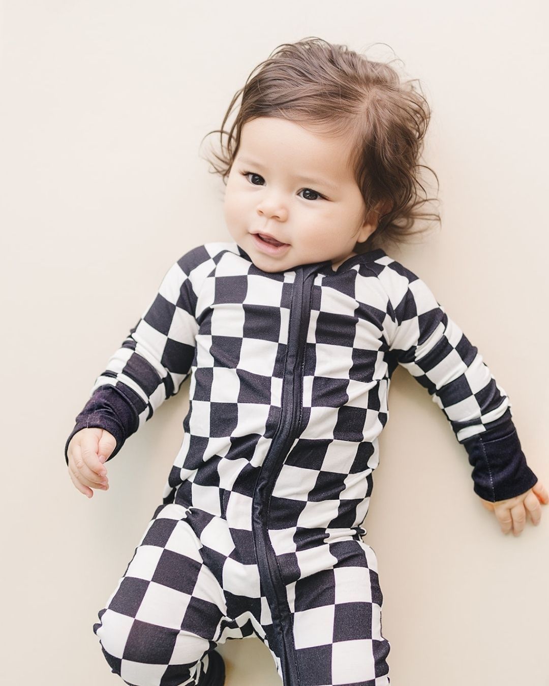 Zip Romper | Black Checkered
