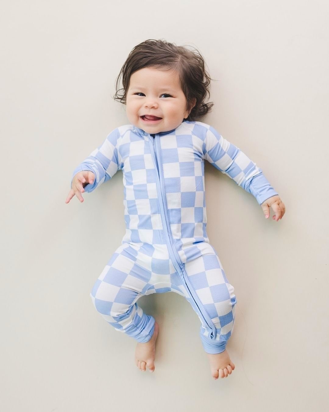 Zip Romper | Blue Checkered