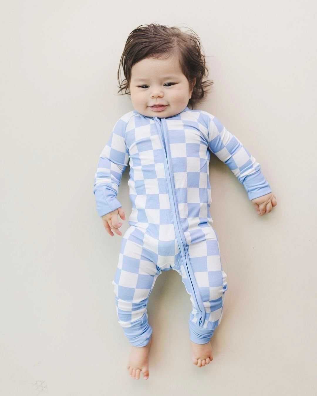 Zip Romper | Blue Checkered