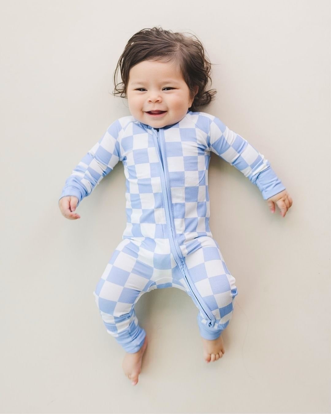 Zip Romper | Blue Checkered