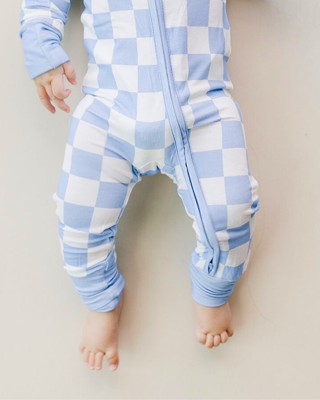 Zip Romper | Blue Checkered