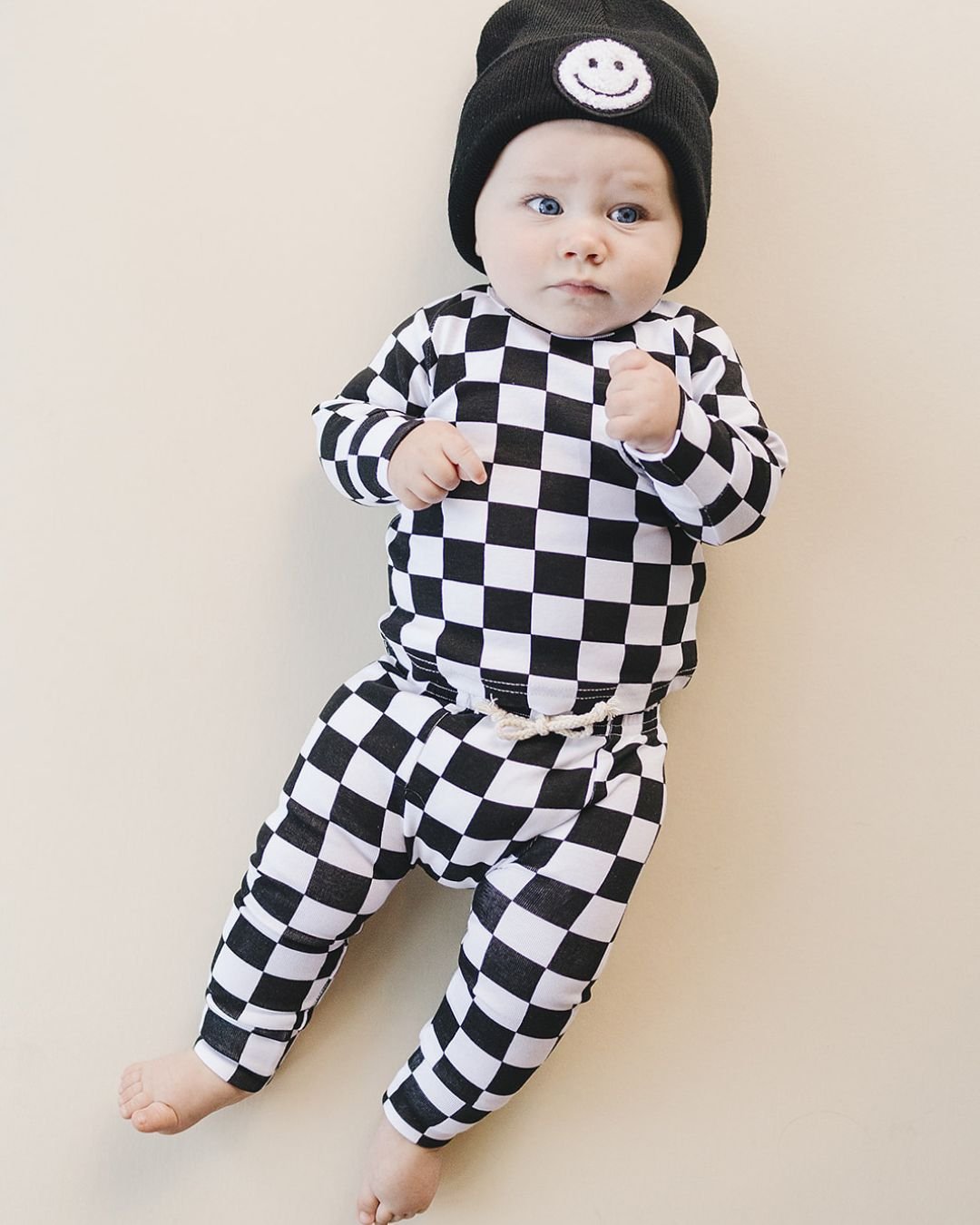 Checkered Black Smiley Lounge Set