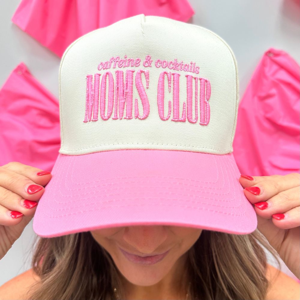 Caffeine & Cocktails Moms Club 3D Embroidered Snapback Trucker Hat