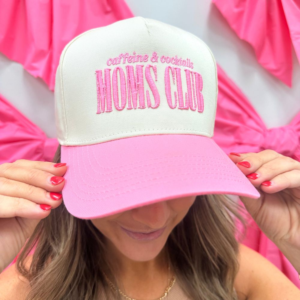 Caffeine & Cocktails Moms Club 3D Embroidered Snapback Trucker Hat