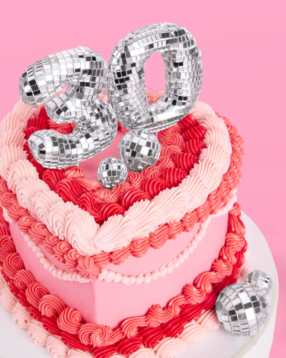 Thirty (30) Disco Topper - 6 pc mirrored cake toppers