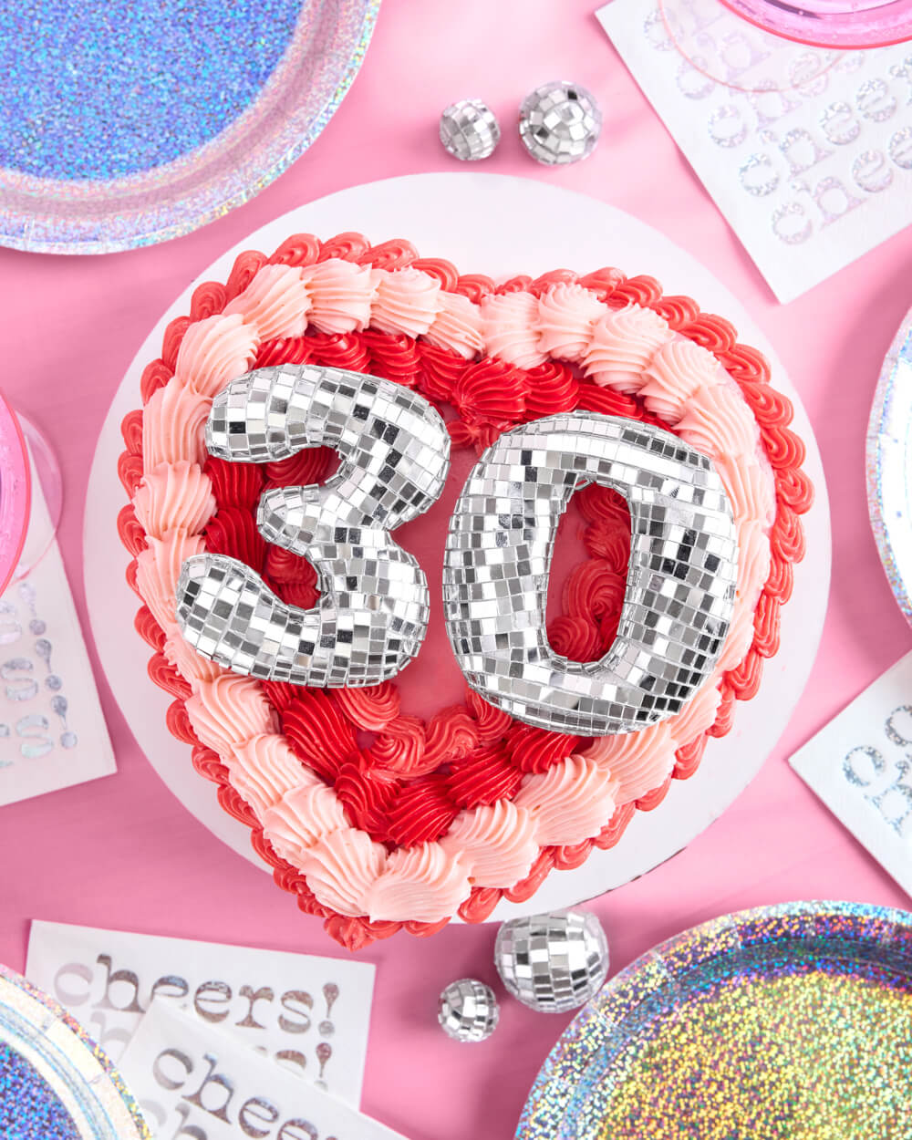 Thirty (30) Disco Topper - 6 pc mirrored cake toppers