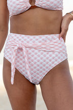Golden Isle Pink Textured Tie Detail Bikini Bottom SALE