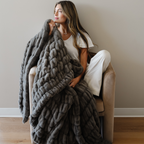 DOUBLE RUCHED FAUX FUR THROW BLANKETS