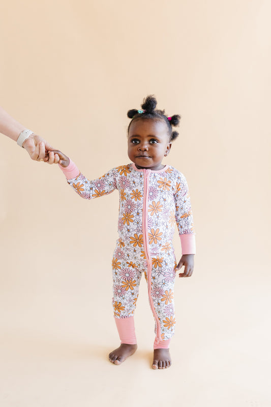 Retro Garden Bamboo Zip Romper