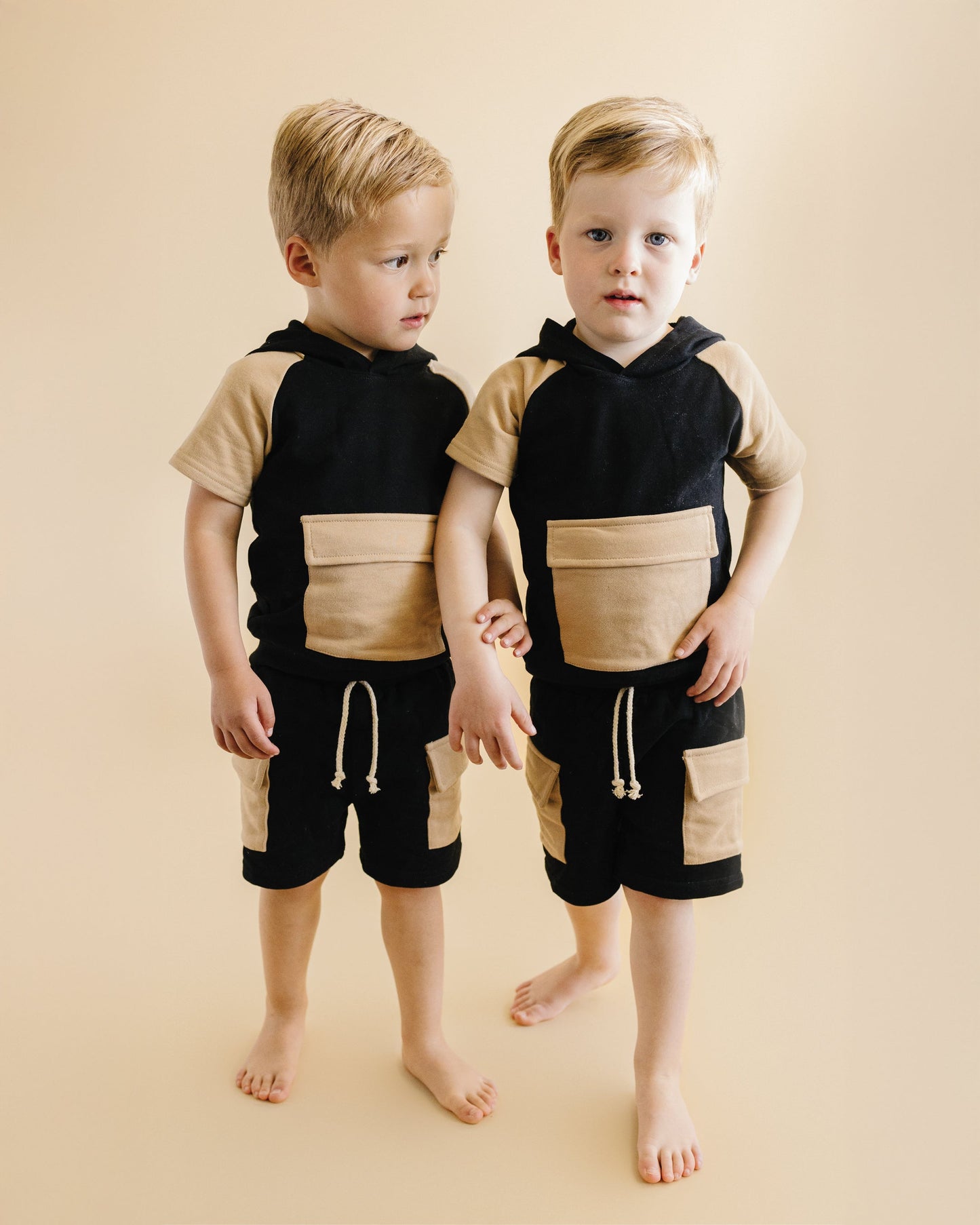 Cargo Shorts Set | Black & Tan