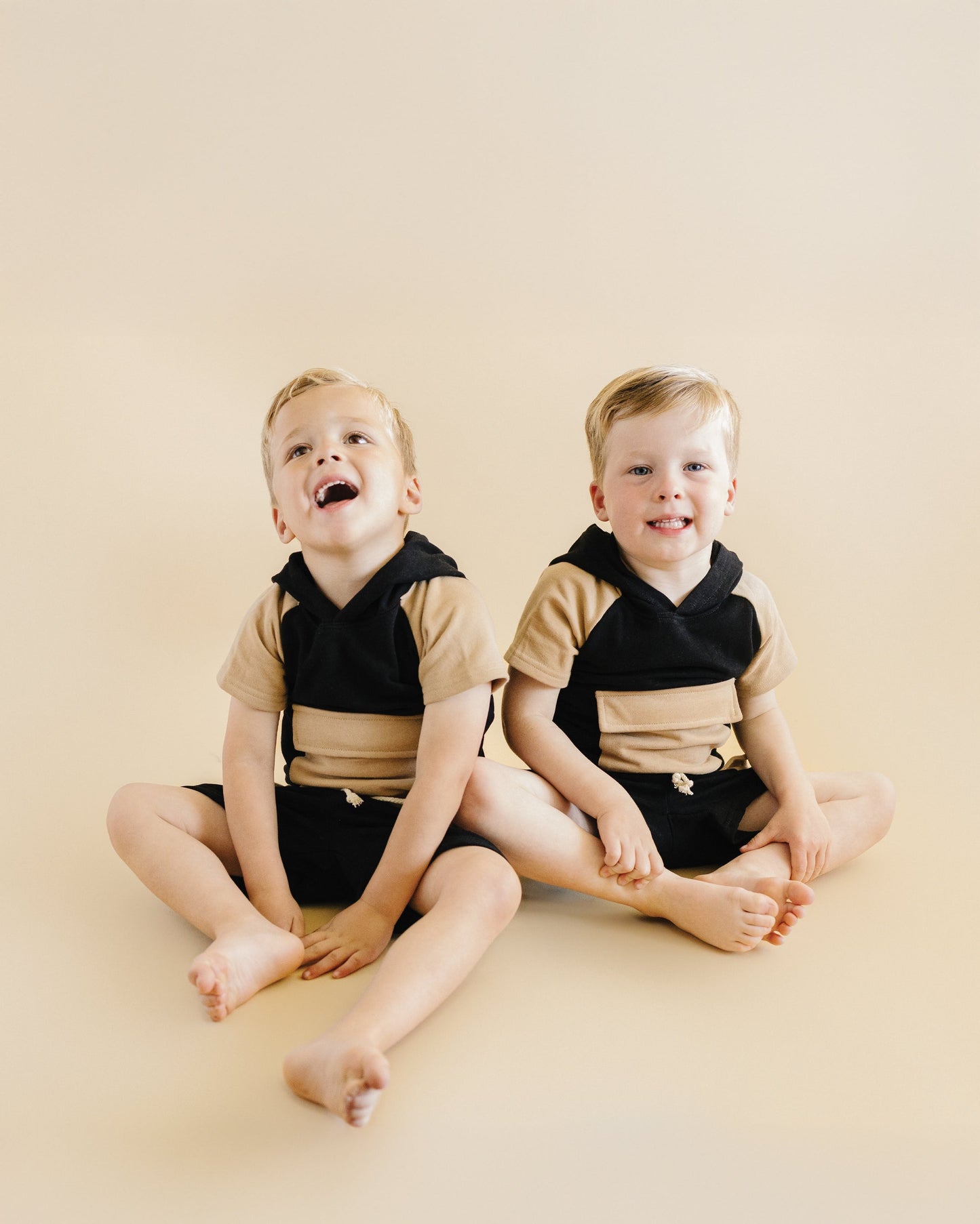 Cargo Shorts Set | Black & Tan