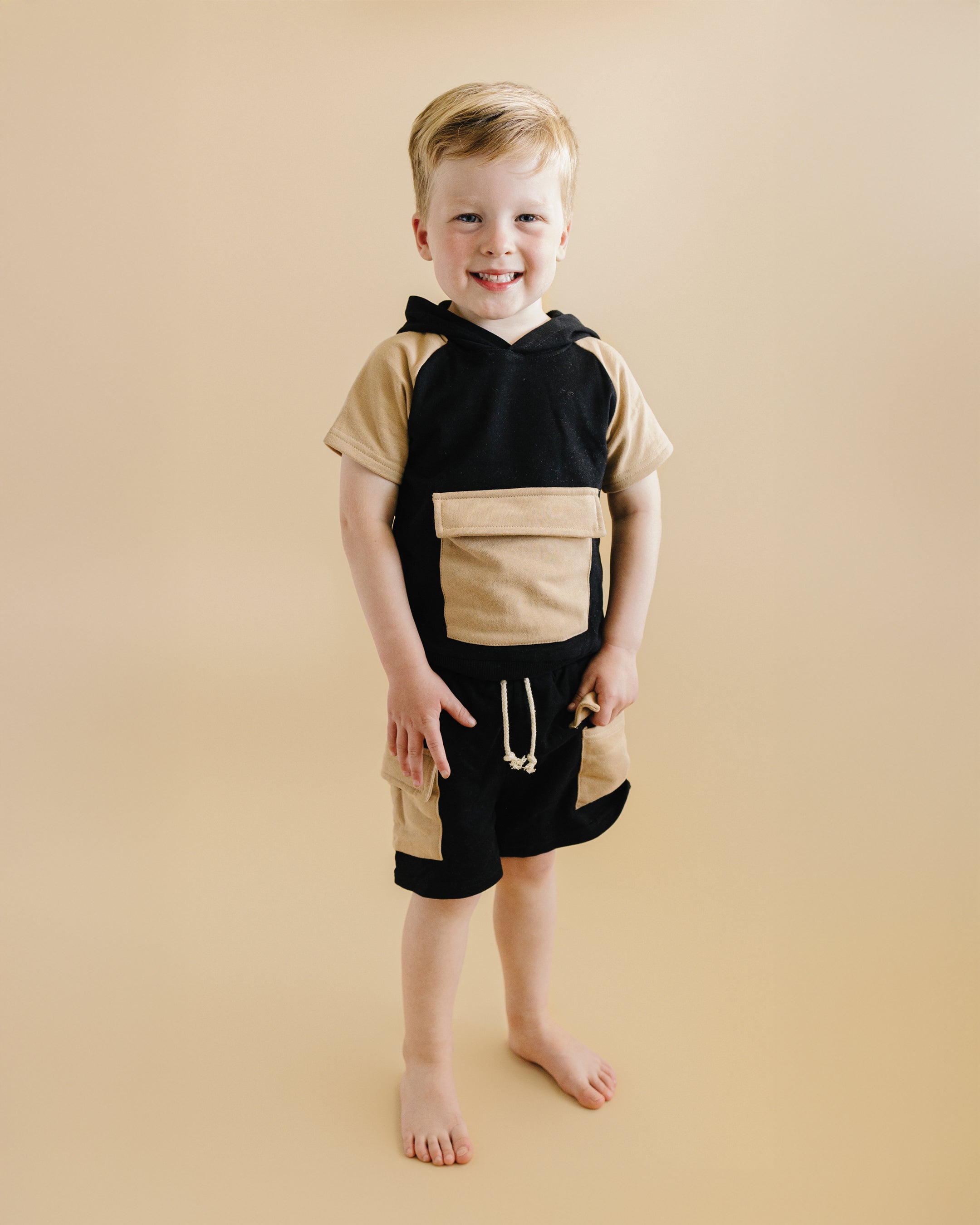 Cargo Shorts Set | Black & Tan