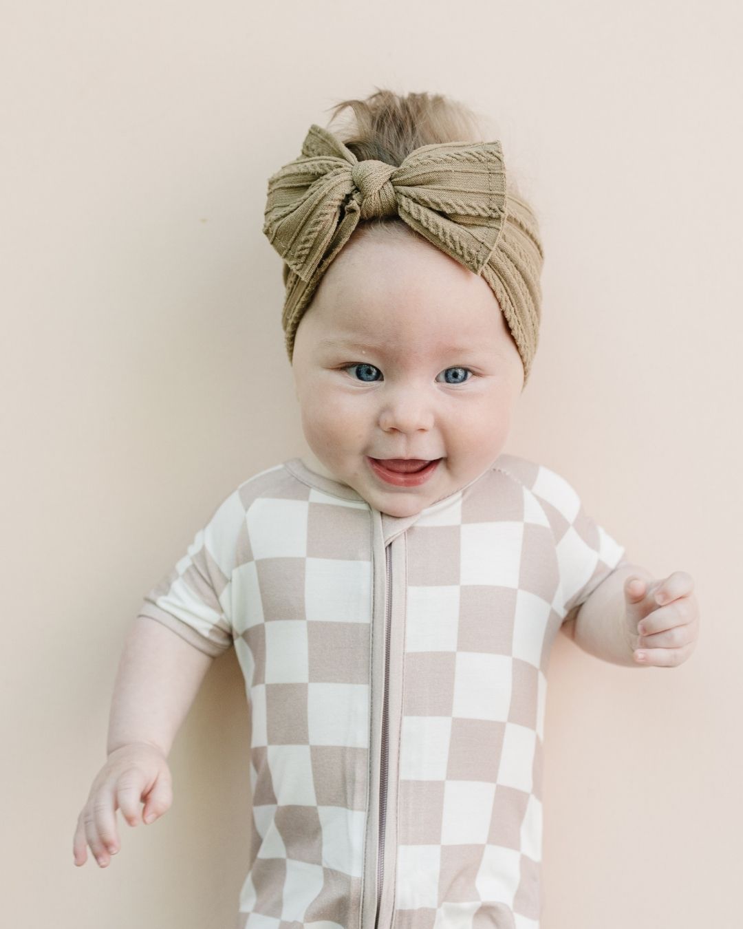 Shorty Romper | Latte Checkered