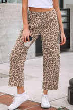 Leopard Print High-Waisted Cropped Jeans