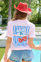 America's Sweetheart Cherry Light Pink Graphic Tee