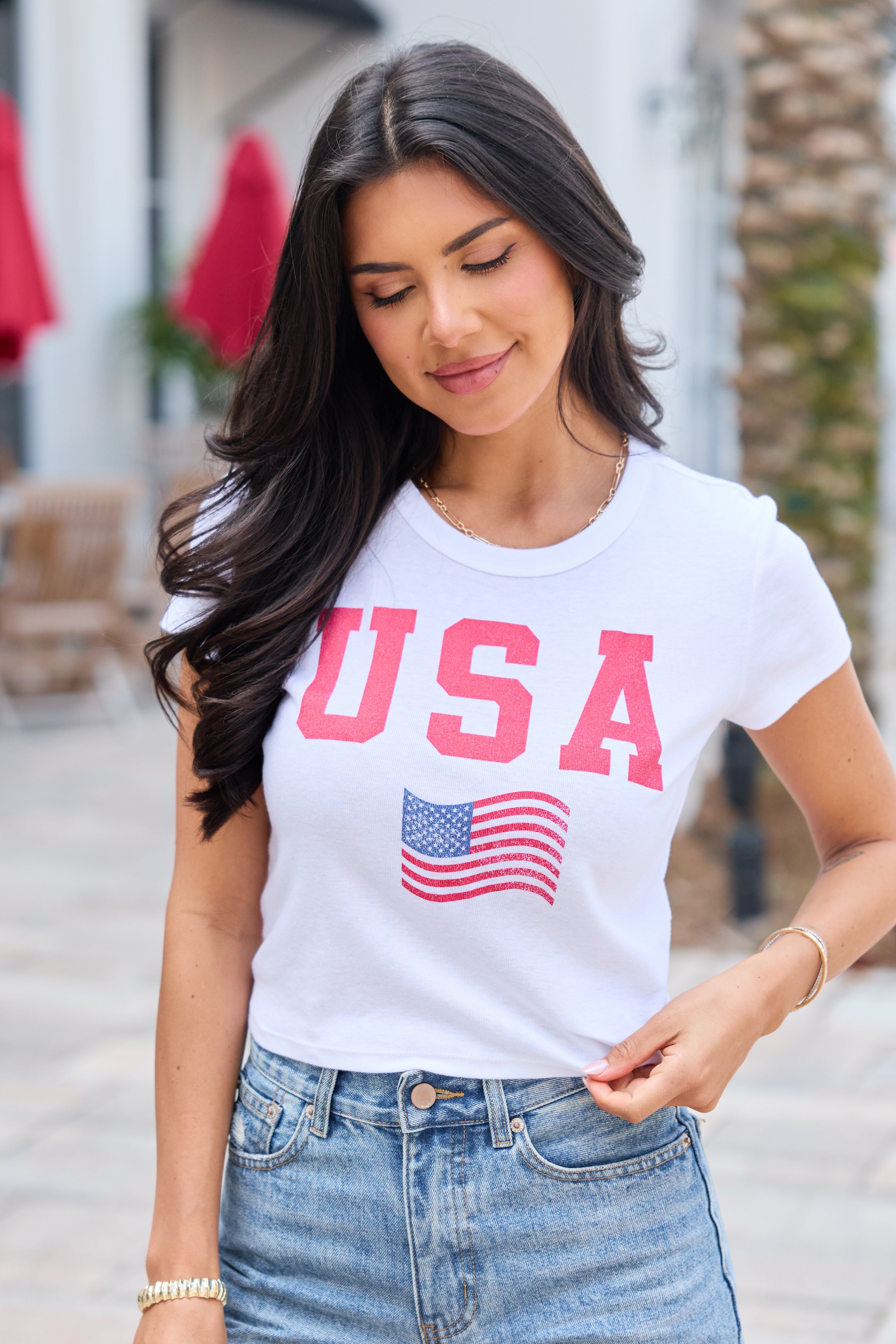 USA Block Flag White Baby Graphic Tee