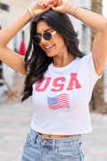 USA Block Flag White Baby Graphic Tee