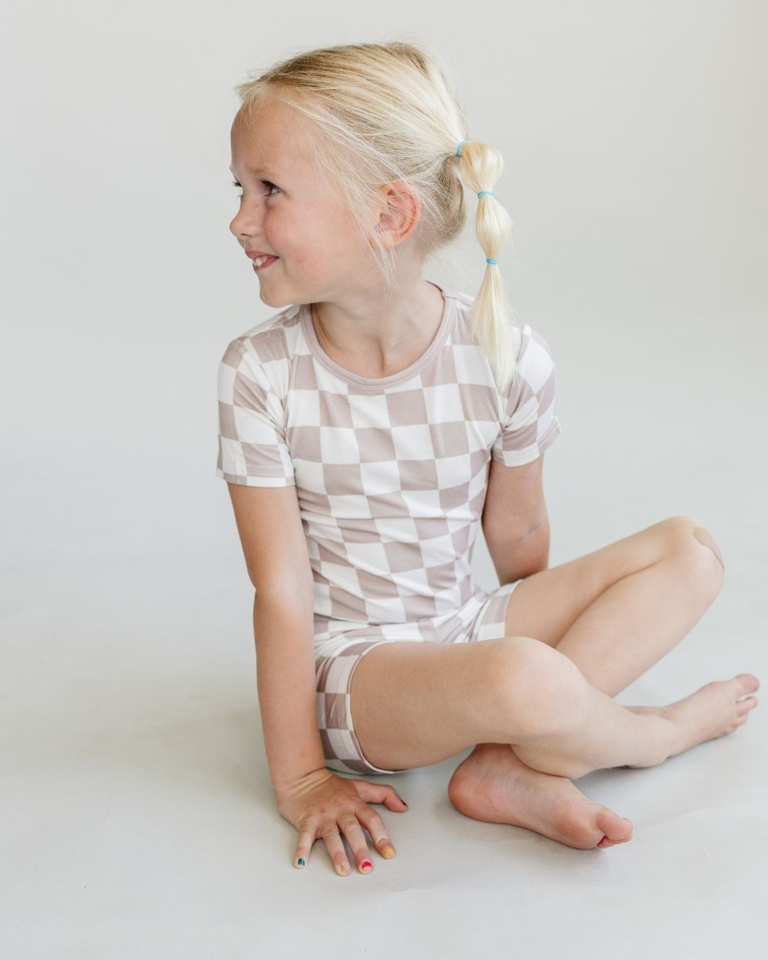 Two Piece Shorts Set | Latte Checkered