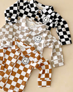 Cotton Shacket | Smiley Checkered Black
