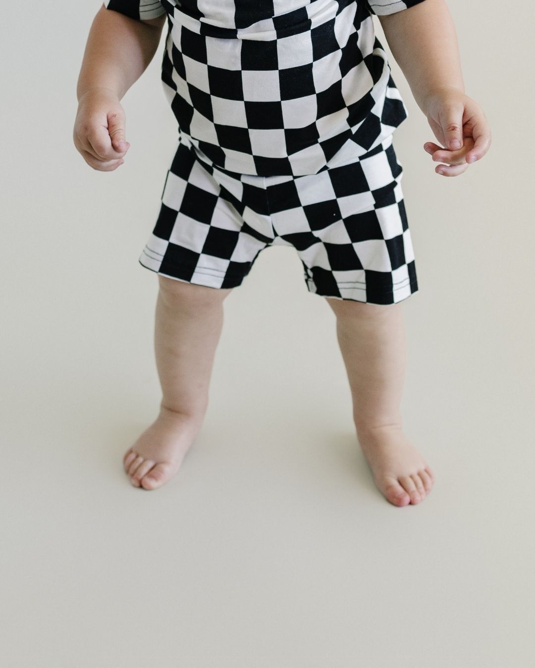 Two Piece Shorts Set | Black Checkered
