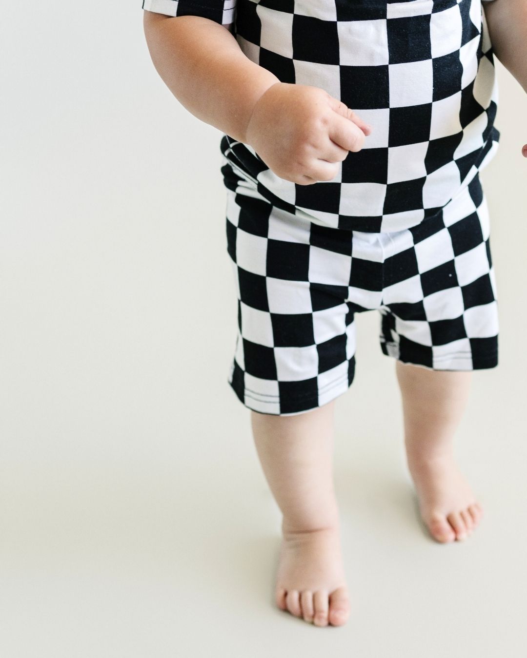 Two Piece Shorts Set | Black Checkered
