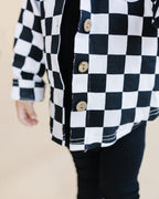 Cotton Shacket | Smiley Checkered Black