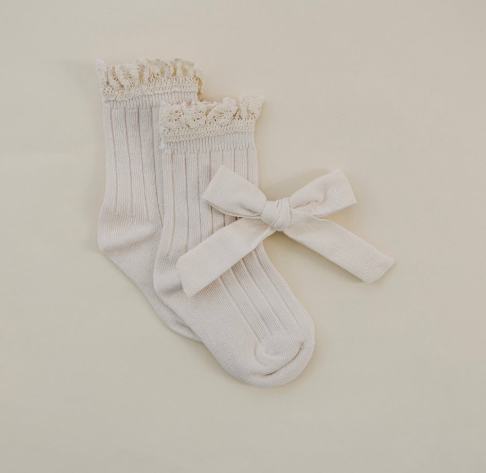 Cream School Bow