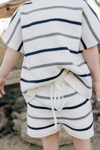 Sage + Navy Stripe Knit Short Set