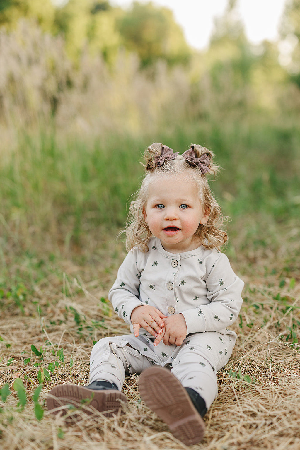 Floral Long Sleeve Button Romper