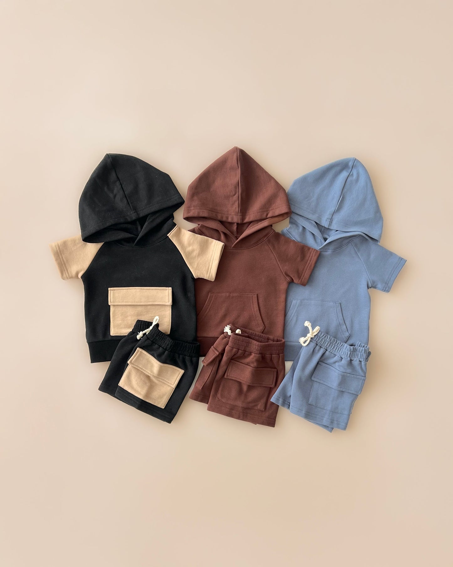 Cargo Shorts Set | Black & Tan