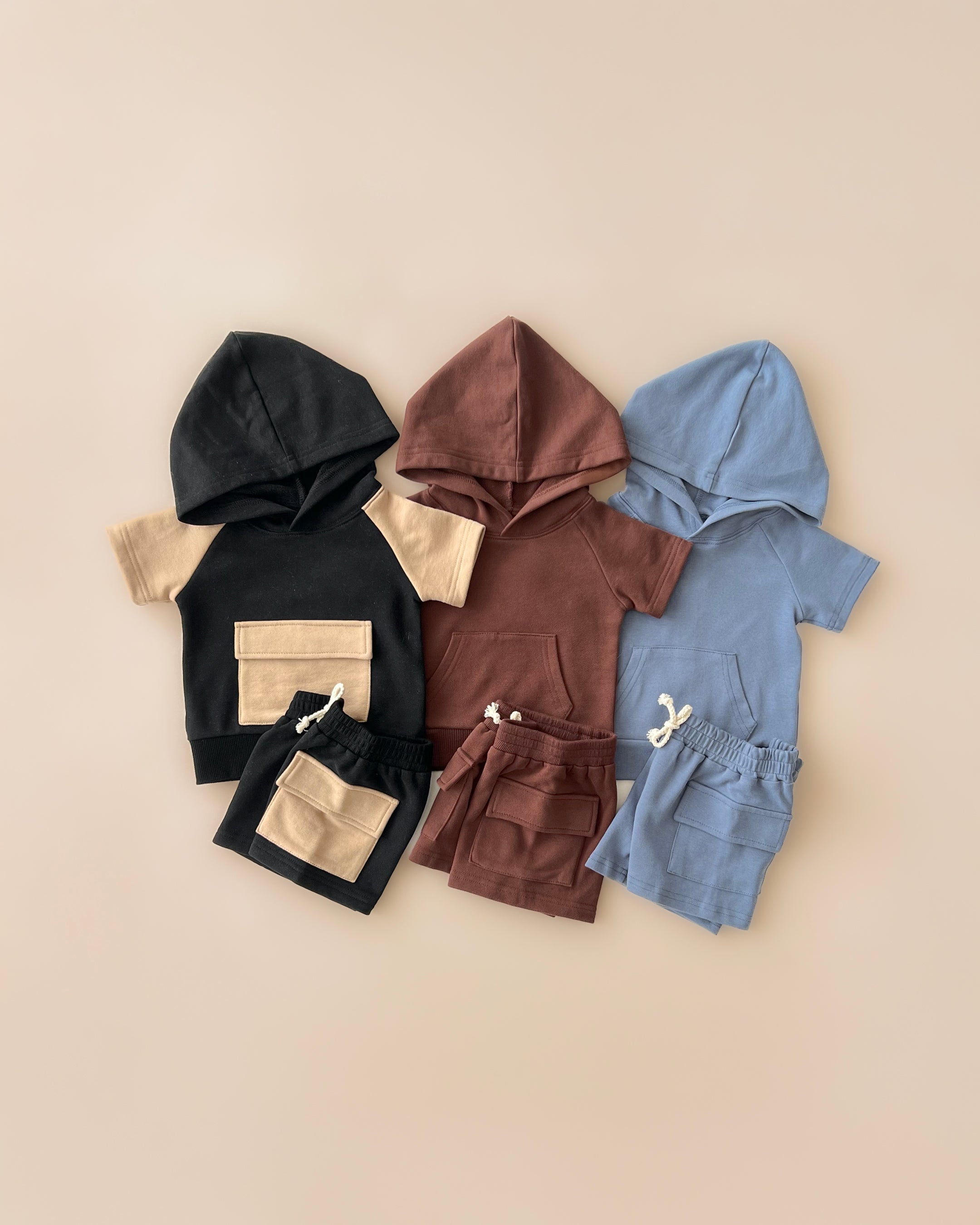 Cargo Shorts Set | Black & Tan