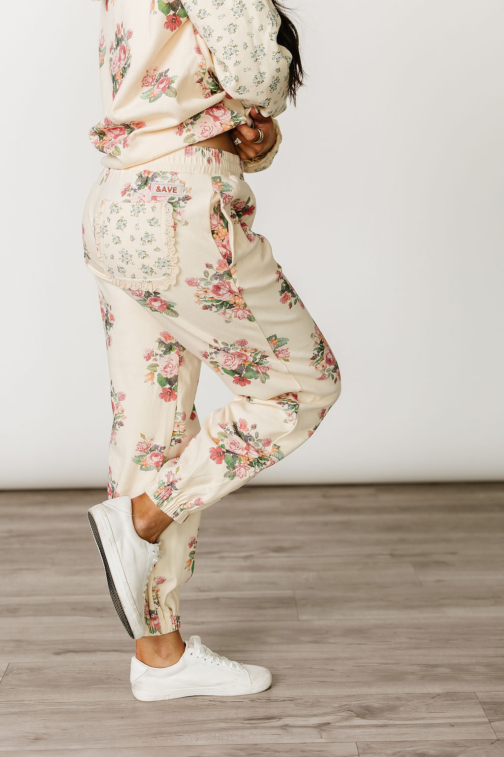 Lace Pocket Joggers - Golden Hour Garden